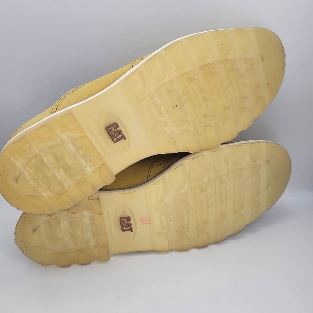 Cat Caterpillar Women's Flat Shoes Size 6 Light Yellow Leather LOAFERS - Picture 4 of 14